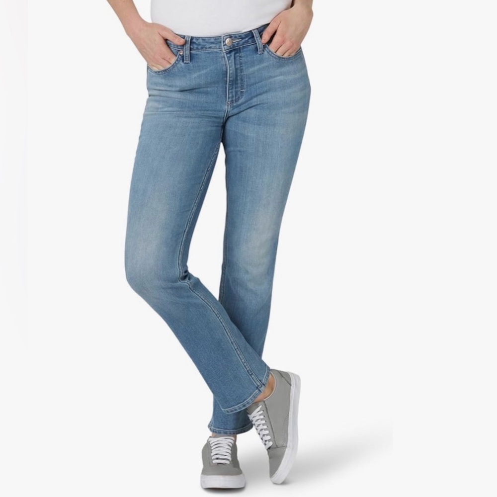 Lee Women's Legendary Mid Rise Straight Leg Jean Pants Denim Anchor Blue Size 16